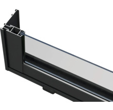 Vue en coupe d'une fenêtre avec cadre en aluminium et verre