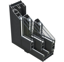 Illustration en coupe d'un cadre de fenêtre avec triple vitrage