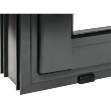 Vue détaillée d'une fenêtre coulissante en plastique