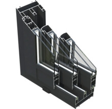 Vue en coupe d'une fenêtre à triple vitrage