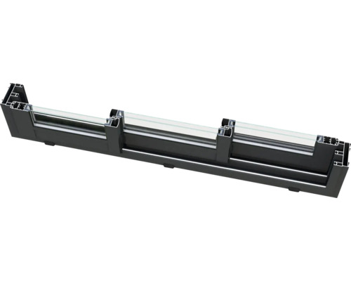 Coupe transversale d'une structure de fenêtre avec cadre et verre