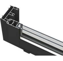 Querschnitt eines Aluminiumfensterrahmens mit Verglasung