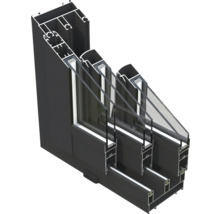 Vue en coupe d'une fenêtre à triple vitrage avec cadre