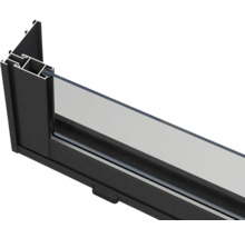 Section transversale d'un cadre de fenêtre en aluminium avec verre