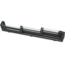 Coupe transversale d'un système de parois coulissantes en verre noir