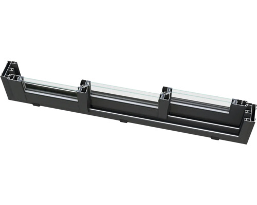 Querschnitt eines Fensterrahmens aus Aluminium mit Glas