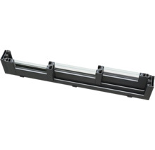 Schnittansicht eines schwarzen Aluminiumfensterrahmens mit Glas