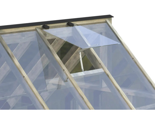 Vue détaillée de la fenêtre de toit d'une serre