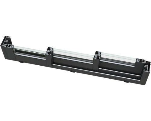 Coupe transversale d'un cadre de fenêtre en aluminium avec verre