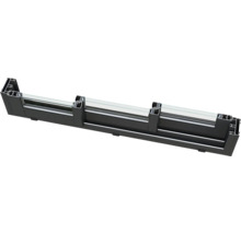 Querschnitt einer schwarzen Aluminium Fensterbank mit Glas
