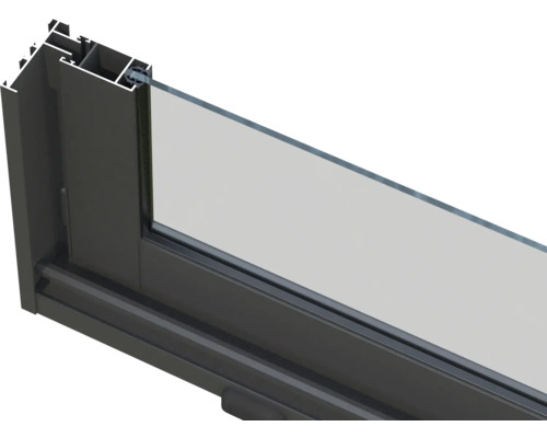 Vue détaillée d'un cadre de fenêtre en aluminium avec vitrage