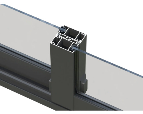 Detailansicht eines Aluminiumfensterprofils mit Glas