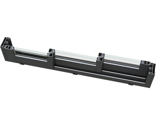 Querschnitt eines Fensterrahmens aus Aluminium mit Glas