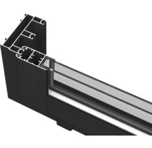 Schnittansicht eines Fensterrahmens aus Aluminium mit Doppelverglasung
