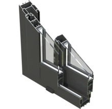 Vue en coupe d'un châssis de fenêtre avec vitrage multiple