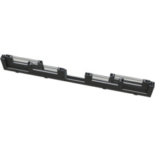 Querschnitt eines schwarzen Fensterrahmens mit Verglasung