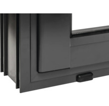 Detailansicht eines grauen Kunststofffensters