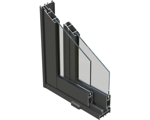 Section transversale d'une fenêtre en aluminium avec double vitrage
