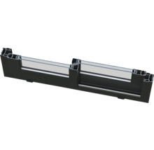 Coupe transversale d'une porte coulissante en verre et aluminium noir