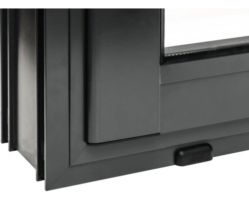 Detailansicht eines grauen Kunststofffensters