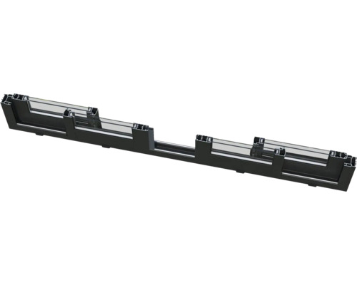 Querschnitt einer schwarzen Fensterkonstruktion mit Glas