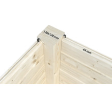 Construction d'angle en bois avec dimensions 120x120 millimètres et 44 millimètres