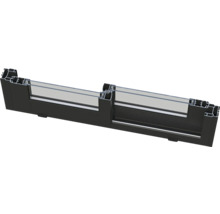 Querschnitt einer schwarzen Aluminium-Fensterkonstruktion mit Glas