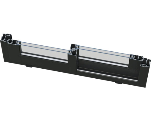 Schnittansicht einer Schiebetür aus Aluminium und Glas