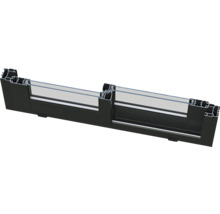 Schnittansicht eines schwarzen Aluminiumfensterrahmens mit Doppelverglasung