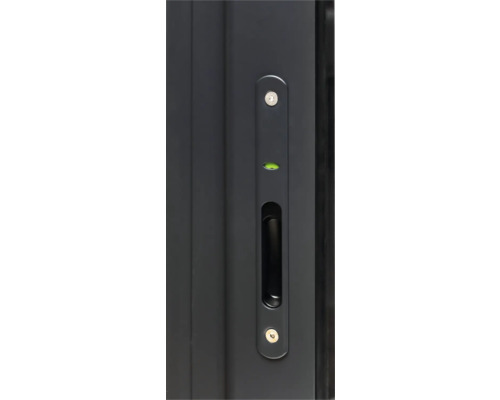 Detailansicht eines Schiebetürgriffs mit integrierter Wasserwaage