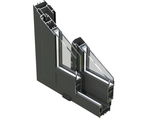 Querschnitt eines Aluminiumfensters mit Doppelverglasung
