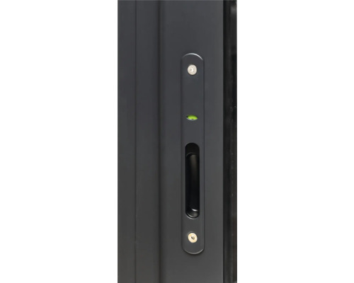 Detailansicht einer Tür mit integriertem Griff und Schrauben