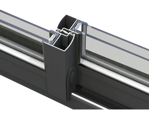 Detailansicht eines Aluminiumschiebetürsystems