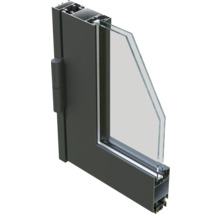 Schnittansicht eines Fensters mit Aluminiumrahmen und Doppelverglasung