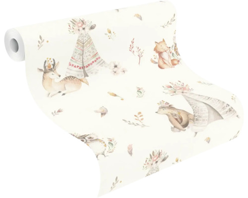 Rouleau de papier peint avec motif d'animaux forestiers