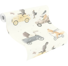 Tapetenrolle mit Tiermotiven in Autos und auf Fahrrädern