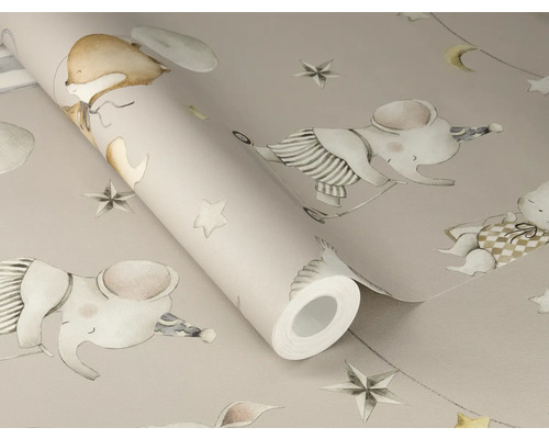 Rouleau de papier peint avec motif animalier enfantin