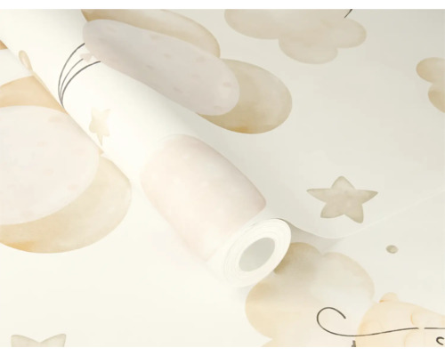 Rouleau de papier peint avec motif de nuages et d'étoiles
