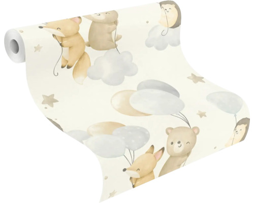 Rouleau de papier peint avec motifs d'animaux et étoiles
