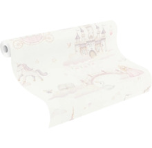 Rouleau de papier peint avec des motifs de licorne, de château et de conte de fées