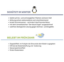 Informationen zum Streumittel: Schützt im Winter und belebt im Frühjahr