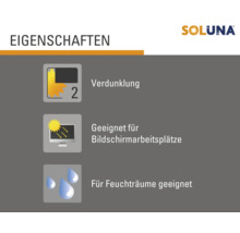 Soluna Produkteigenschaften: Verdunklung, geeignet für Bildschirmarbeitsplätze, geeignet für Feuchträume