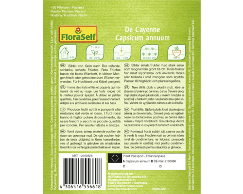 Informations sur le produit De Cayenne Capsicum annuum