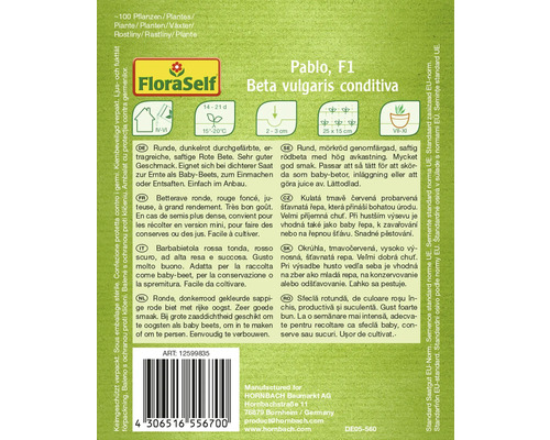 FloraSelf Pablo F1 Pack de graines de betterave rouge