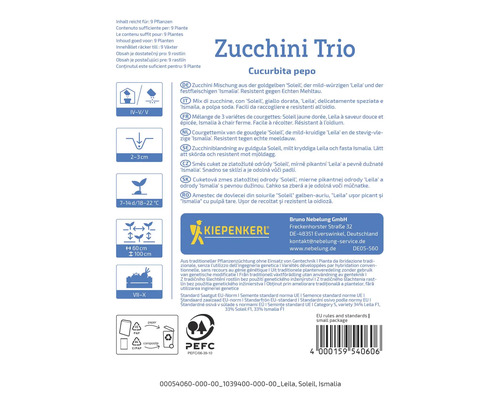 Zucchini Trio Samenpackung der Sorte Cucurbita pepo