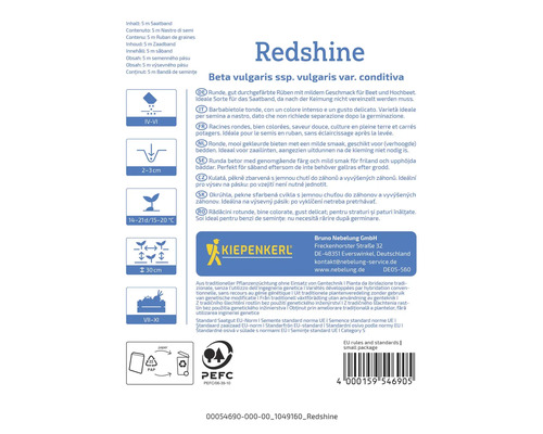 Saatband Rote Bete Redshine mit Anbauhinweisen