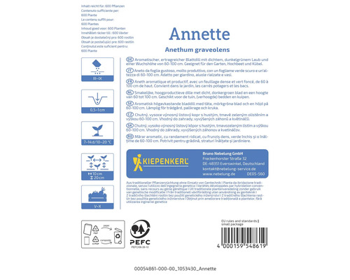 Informations sur la plante d'aneth Annette