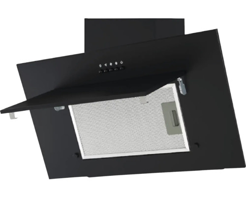 Schwarze Dunstabzugshaube mit Metallfilter