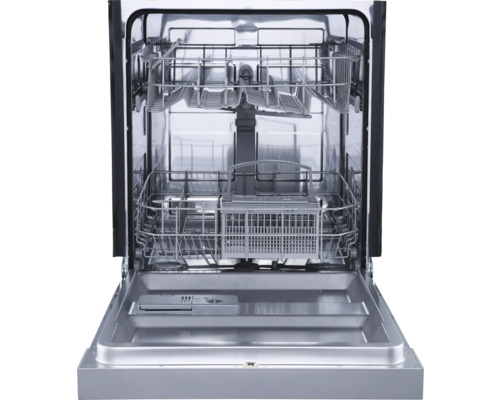 Lave-vaisselle ouvert avec paniers à vaisselle