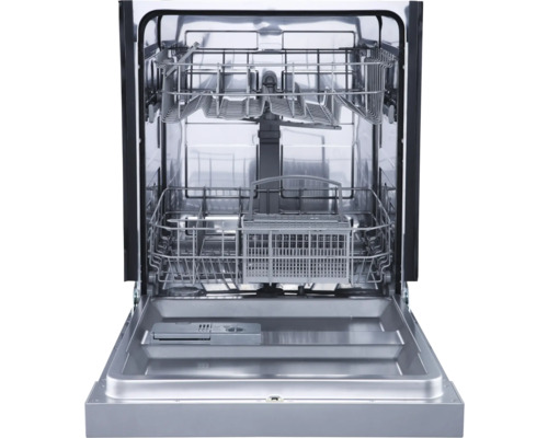 Lave-vaisselle ouvert avec paniers à vaisselle